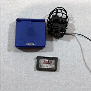 Nintendo Game Boy Advance SP Handheld Colbalt Blue AGS-001 Tested Charger + Game